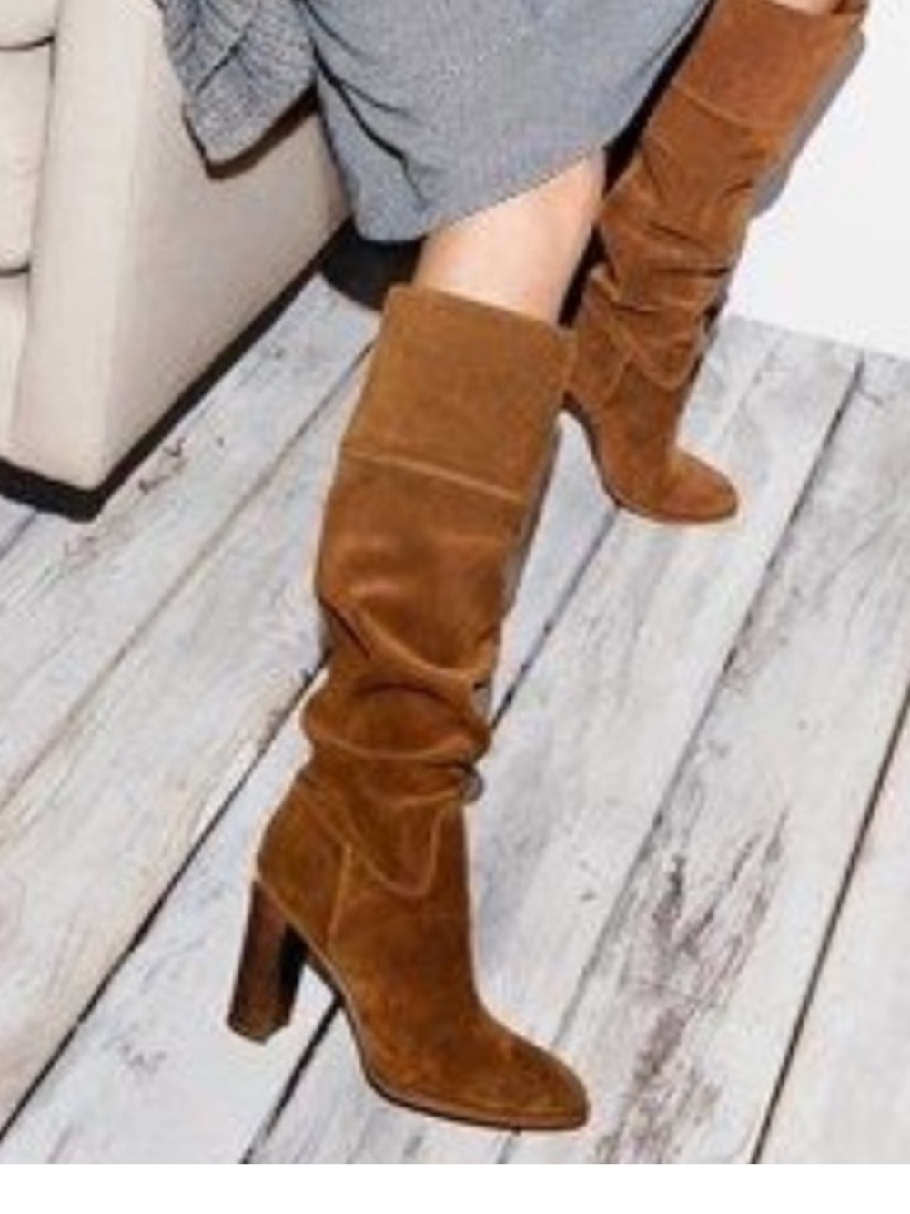 Michael Kors Regina brown suede slouch or over the knee tall boots
